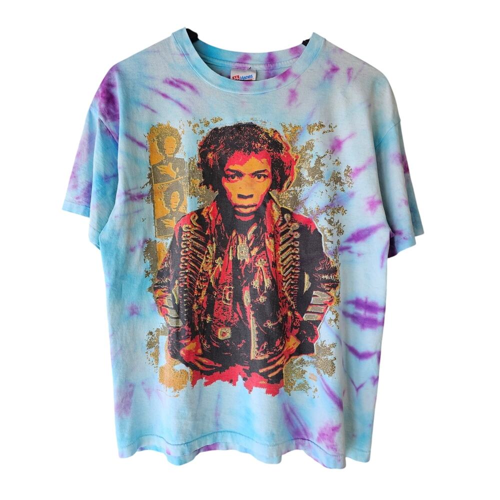 Vintage 199s Jimi Hendrix Single Stitch Tee Shirt Tie Dye 90s Streetwear
